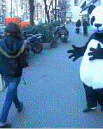 搞笑动态图为什么看见熊猫就摔跤