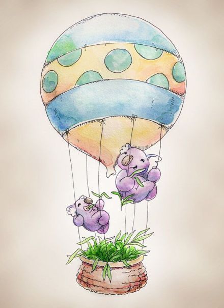 卡通范儿手绘动物QQ皮肤图片大全，热气球主题